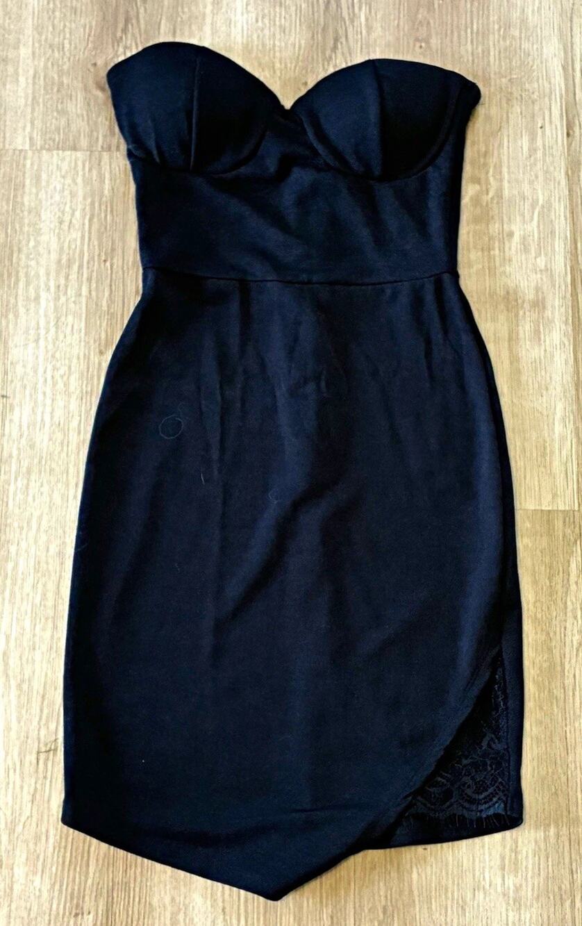 Charlotte Russe Black Sweetheart Strapless Bodycon Mini Zip XS